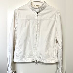 Ralph Lauren Polo Golf White Jacket Women’s L Zip Front Moto Style Cotton RL Log